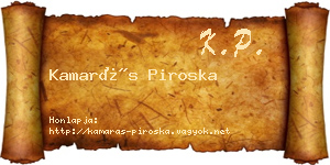 Kamarás Piroska névjegykártya